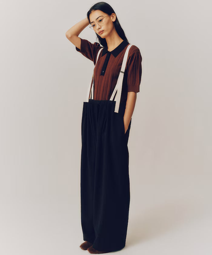 2WAY Suspender Pants / Wide Easy Pants - Black