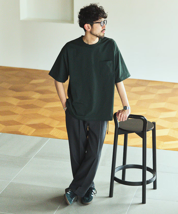 AIRDRY HIGH TECHYARN 7.7oz Big Silhouette Crew Neck Pocket T-Shirt Quick-dry Heat Shield