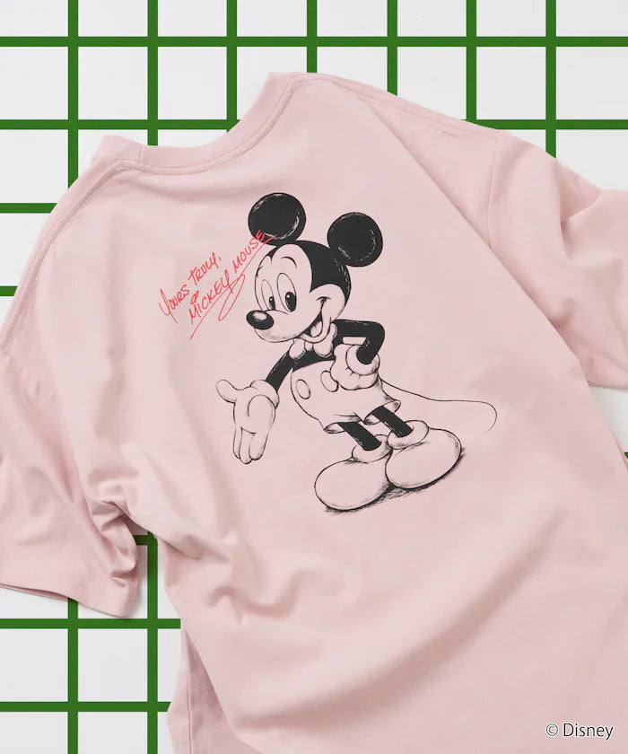 Limited Edition DISNEY Exclusive Mickey Mouse Back Print Crew Neck T-Shirt - Pink
