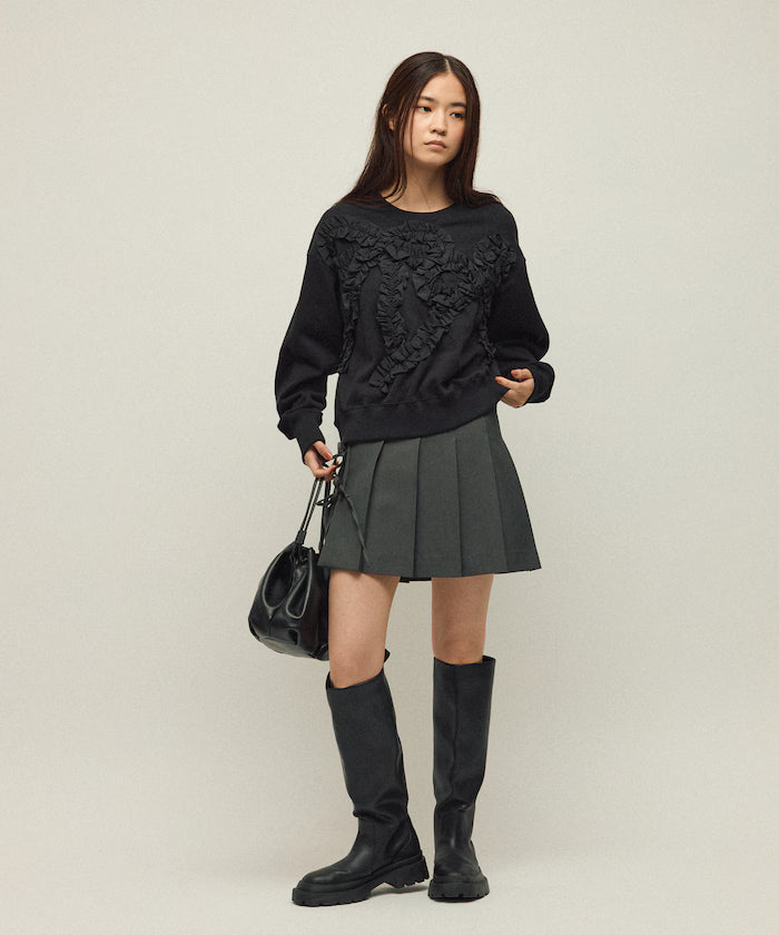 Organic Cotton Gather Ribbon Sweat / Relaxed Fit / French Terry Sweat