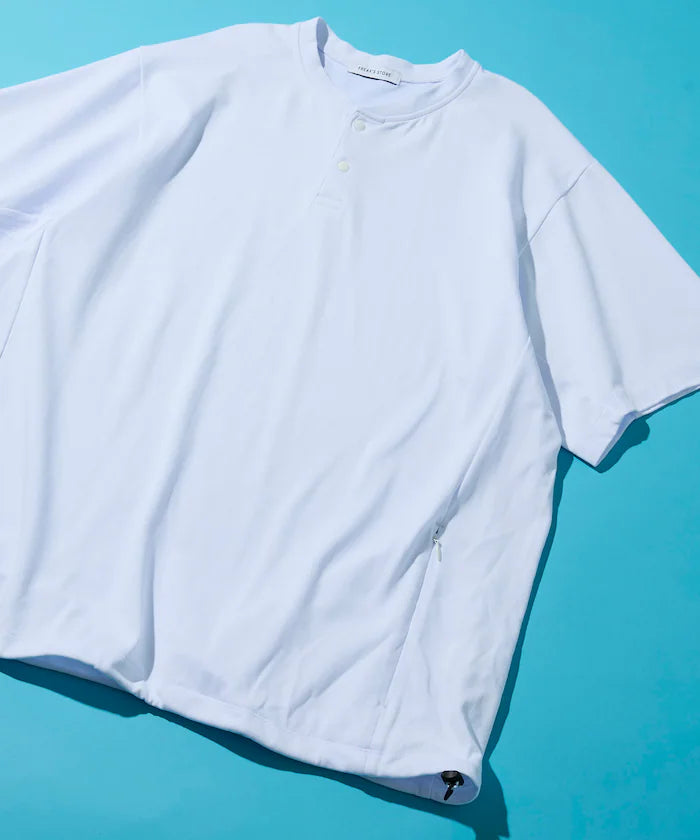 SUPER ICE / Super Ice Henry Neck Spindle T-Shirt Contact Cold Sensation / Quick Drying / UV Cut