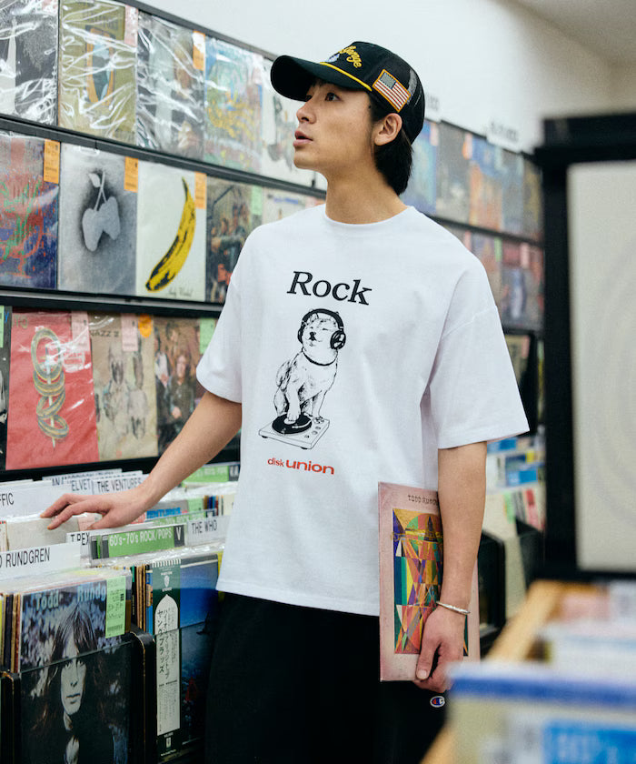 Limited Edition diskunion×FREAK'S STORE Collaboration Shiba Inu Big Silhouette Print Crew Neck T-Shirt