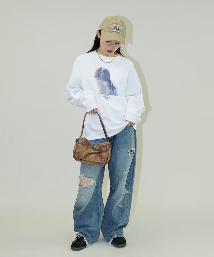Dog Photo Print Fleece Lined Sweat Pullover Limited Edition