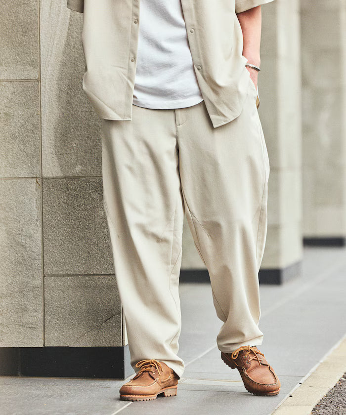 [New Color Added] Quick-Dry Material Relaxed Fit Tapered Easy Pants Linen-like