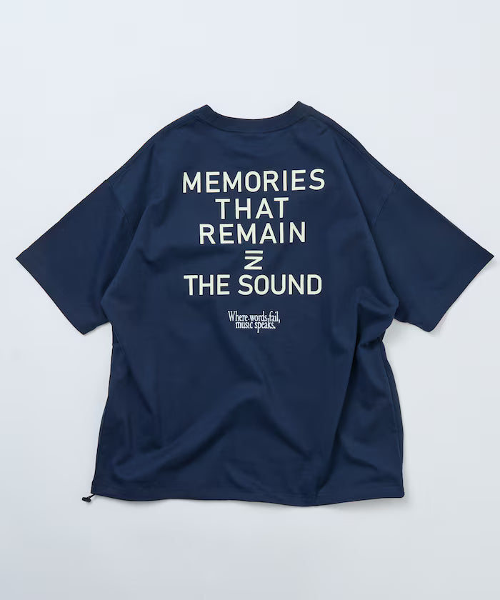 Big silhouette one-point embroidery back print hem code pocket T-shirt [Limited Edition]
