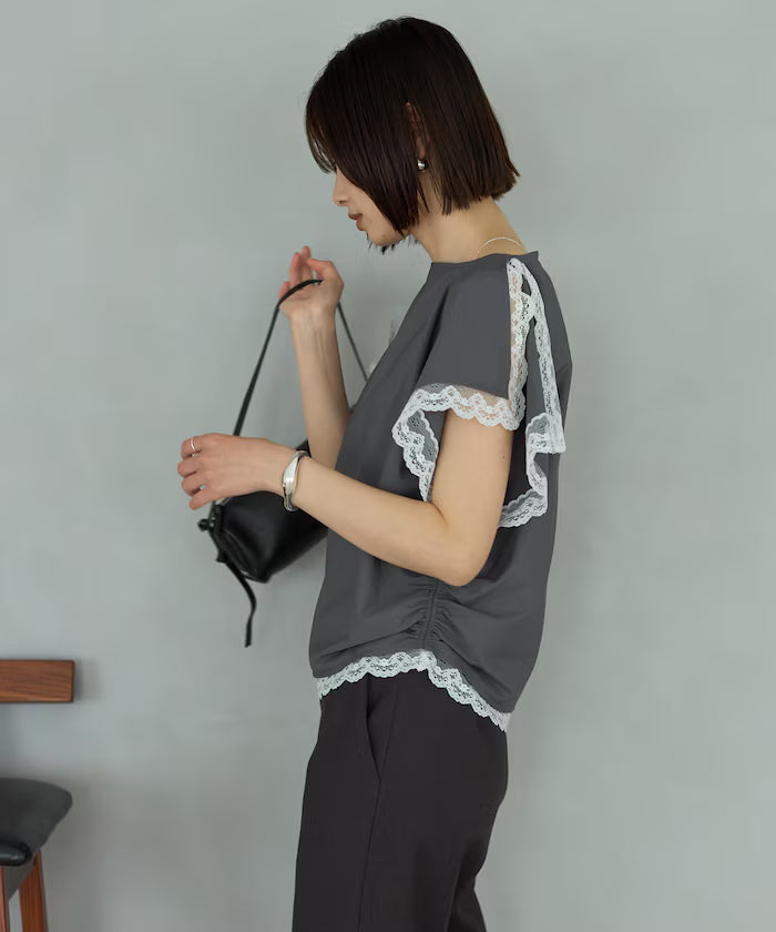Handkerchief Sleeve Shirring Blouse
