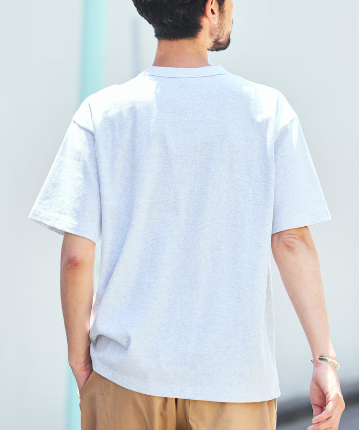 HEAVY WEIGHT/Heavy Weight Short Sleeve Henley Neck T-shirt/10.5 oz