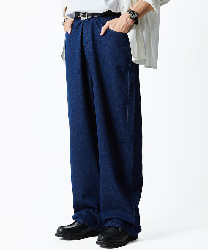 Wide Straight Denim Pants [Limited Edition] - Navy