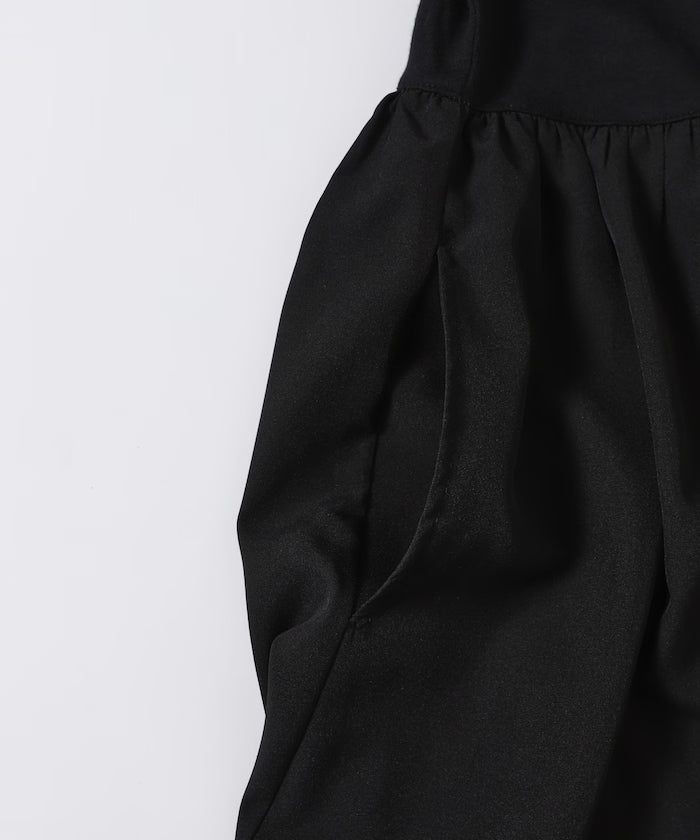 Organic Cotton Mixed Material Docking Gathered Dress