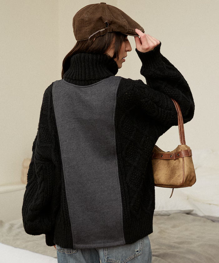 Mixed Material Switch Turtle Neck Knit Limited Edition