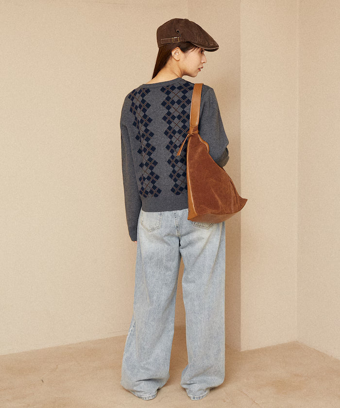 Argyle Pattern Jacquard Knit Cardigan Limited Edition