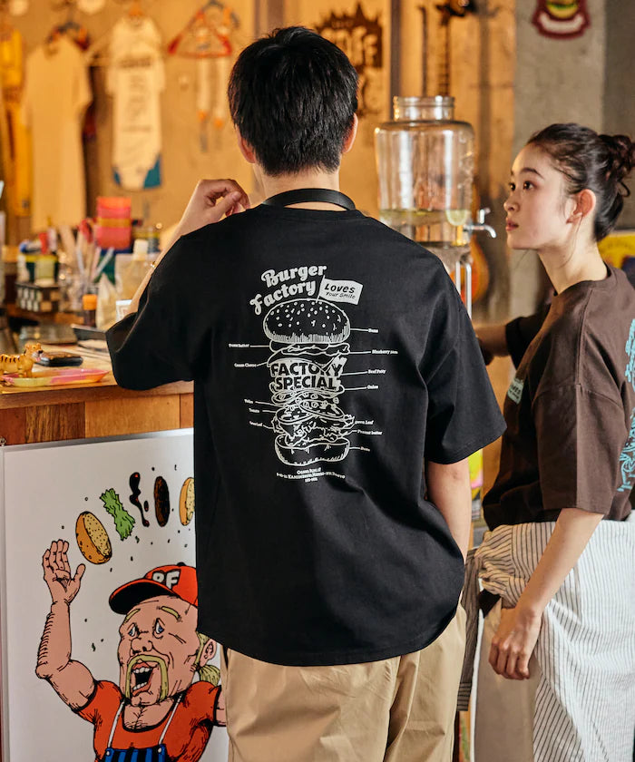 Burger Factory × FREAK'S STORE/ Burger Factory Limited Big Silhouette Back Print Crew Neck T-shirt 【Limited Edition】 - Black