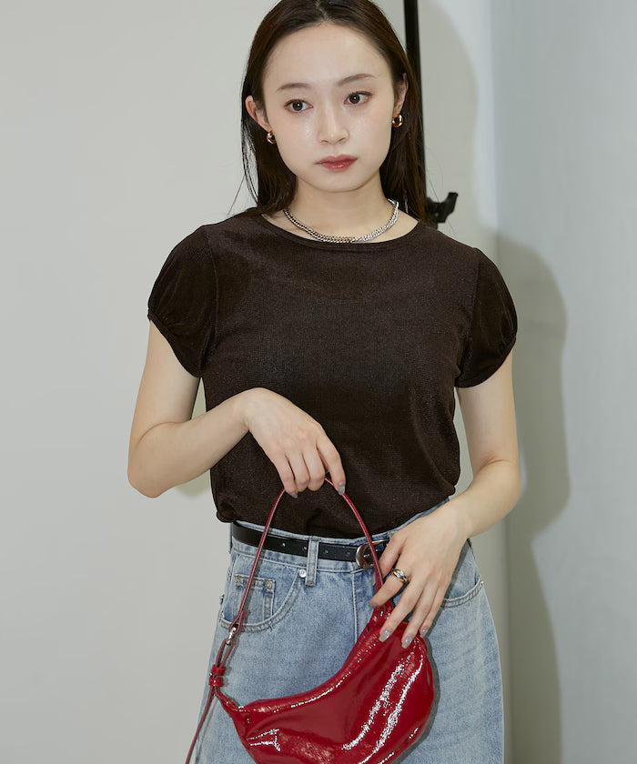Puff Sleeve Sheer Flocked T-Shirt Limited Edition