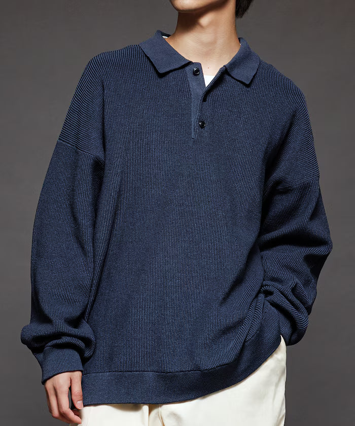 Relaxed Fit Cable Knit Polo Color Knit [Limited Release]