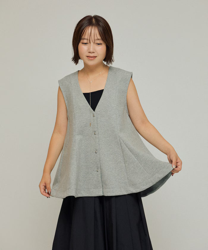 Cardboard Peplum V-Neck Vest