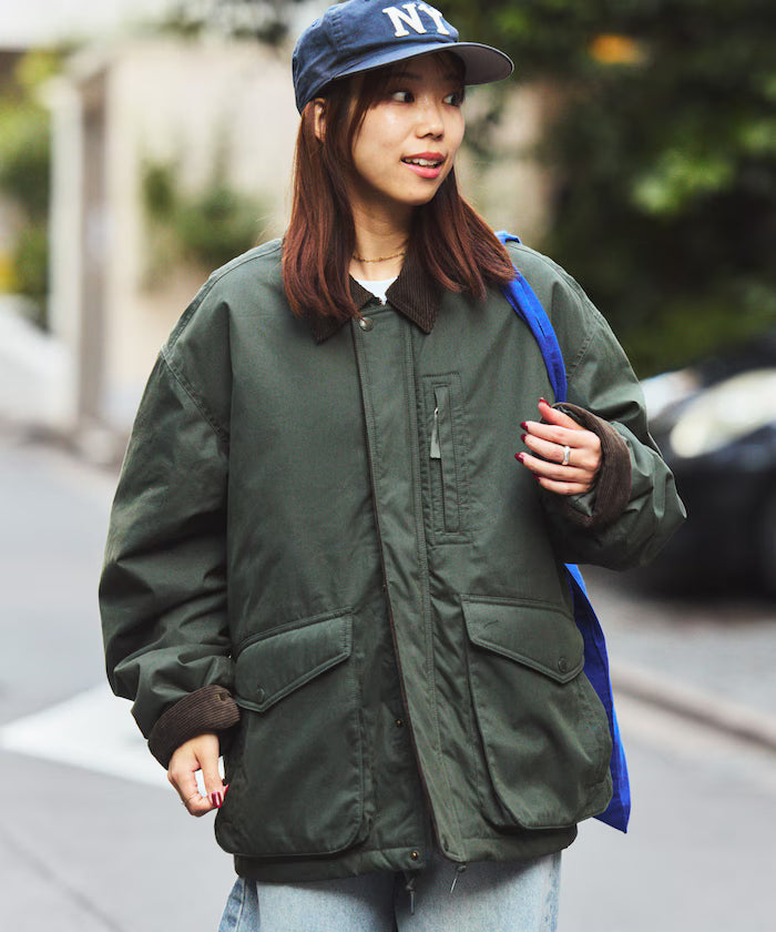 Corduroy panel cotton nylon blouson