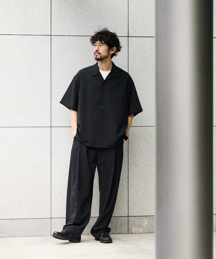 Relaxed Fit Linen Touch Setup/Open Collar Shirt/Wide Slacks [Limited Edition]