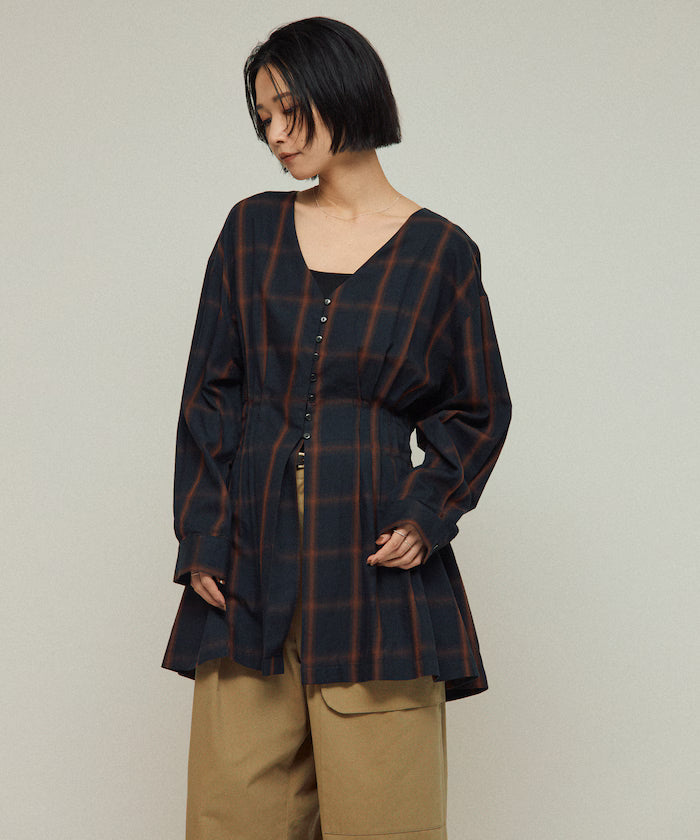 Ombre Check Tuck Shirt / Tunic