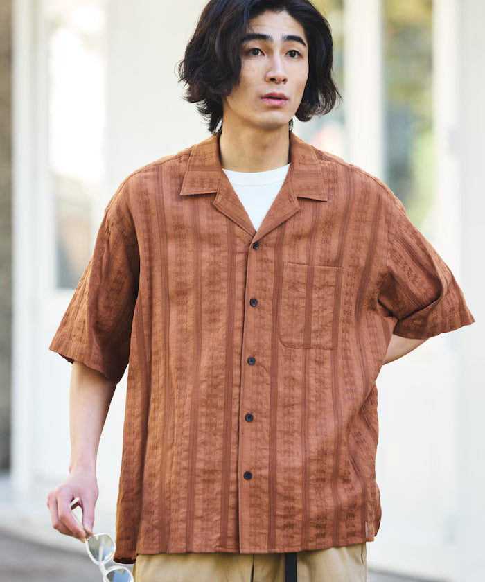 Relaxed Fit Allover Jacquard Open Collar Shirt [Limited Edition]