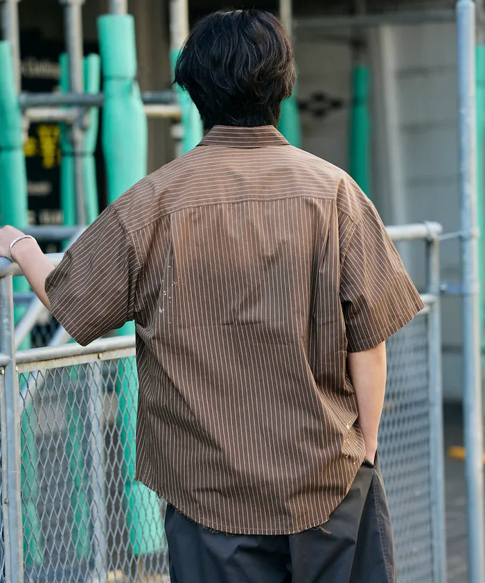 Big Silhouette Damage Processing Regular Color S/S Shirt/Check/Stripe/Fade Processing [Limited Edition]