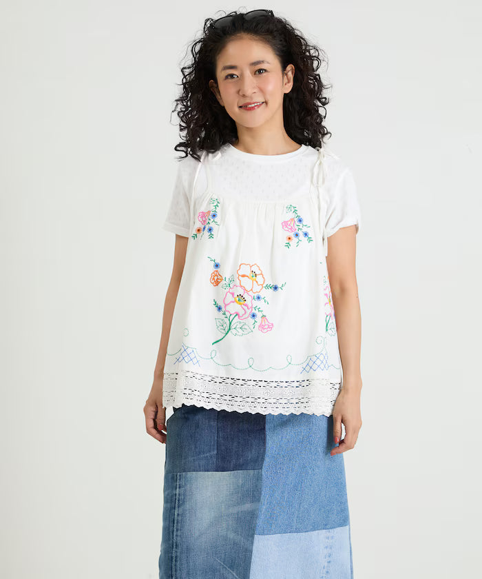 India Shoulder Ribbon Embroidered Remake Style Camisole