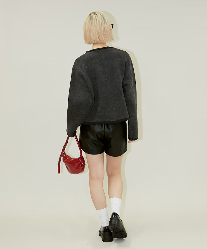 No Collar Jacket Style Knit Cardigan Limited Edition