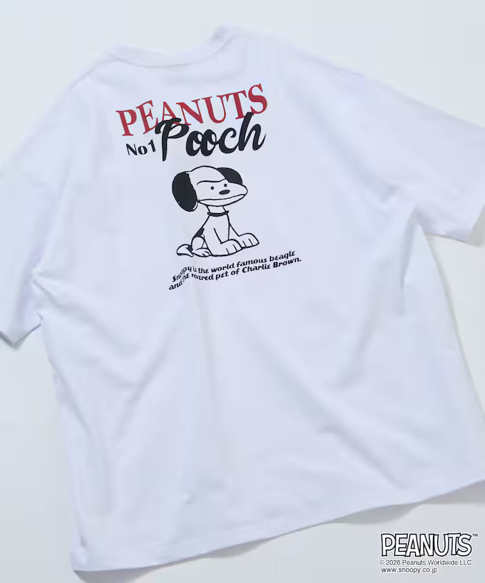 PEANUTS/Peanuts Exclusive Big Silhouette Back Print Crew Neck T-Shirt/POOCH [Limited Edition]