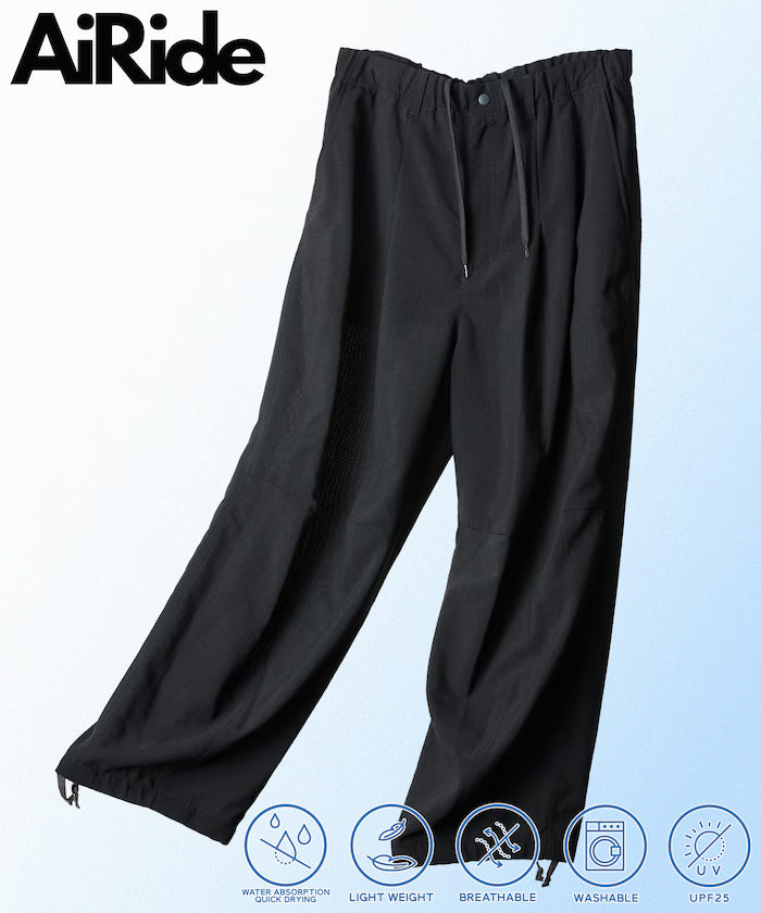 AiRide/Air Ride Wide Silhouette Pocketable Circus Pants/Quick Dry/UV Cut 【Limited Edition】 - Black