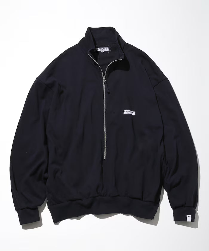 Heavy Weight Jersey Thermal Lined 3/4 Zip Cadet Collar Shirt - Navy