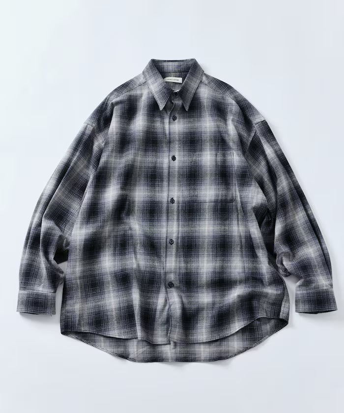 Relax Fit Relax Fit Ombre Check Flannel Shirt [Limited Edition] - Black