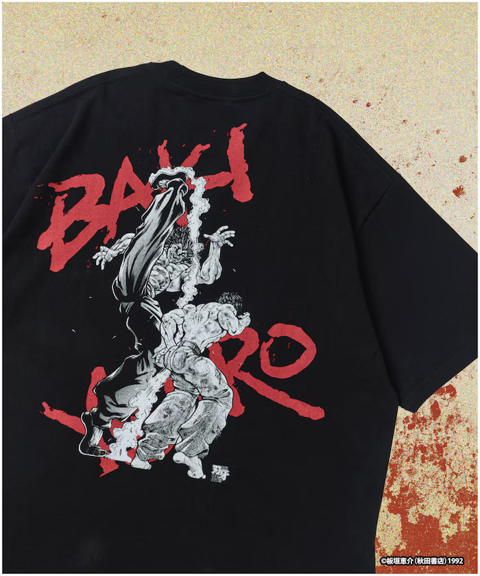 [Sales start June 12, 12:00] Baki 'The World's Strongest Father-Son Fight' Print Crew Neck T-Shirt - Black
