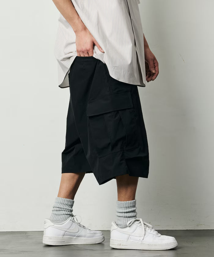 Quick Dry Fabric Wide Silhouette Poly Rip Cross Short Cargo Pants/UV Cut/Quick Dry 【Limited Release】