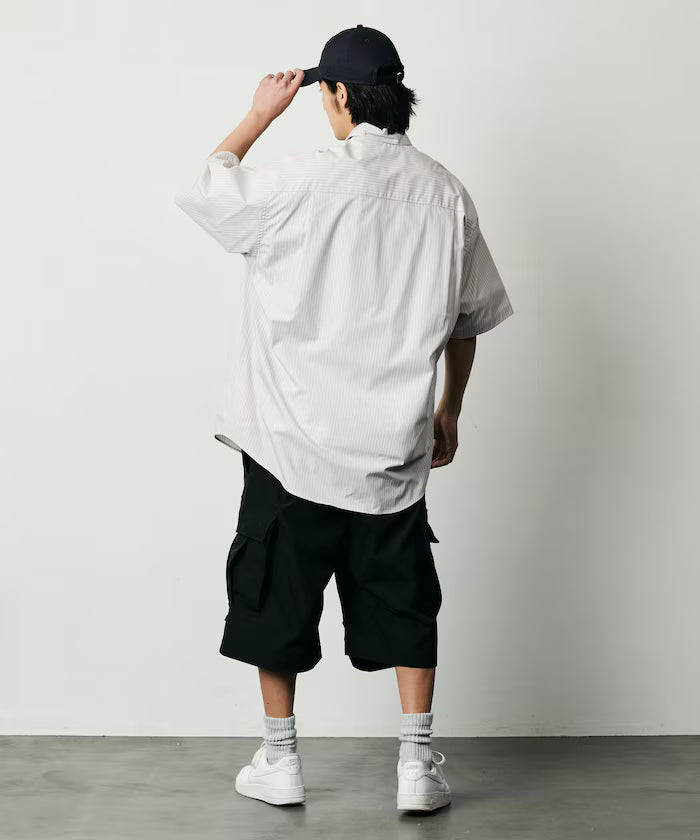 Quick Dry Fabric Wide Silhouette Poly Rip Cross Short Cargo Pants/UV Cut/Quick Dry 【Limited Release】