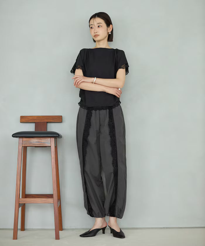 Nylon Lace Easy Wide Pants