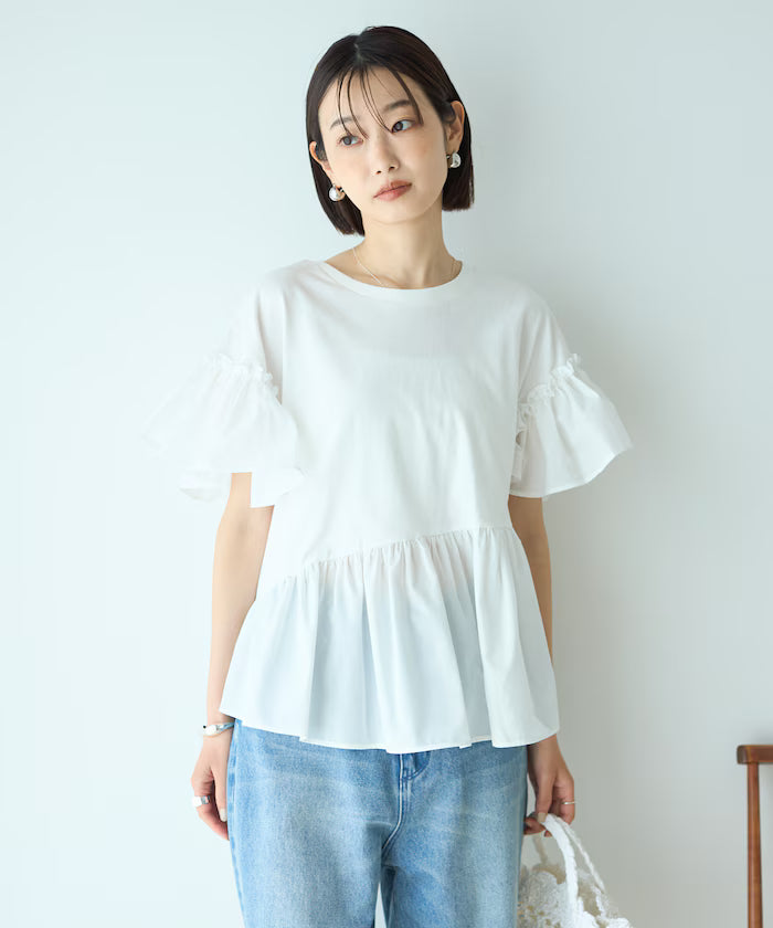 Organic Cotton Frill Sleeve T-shirt