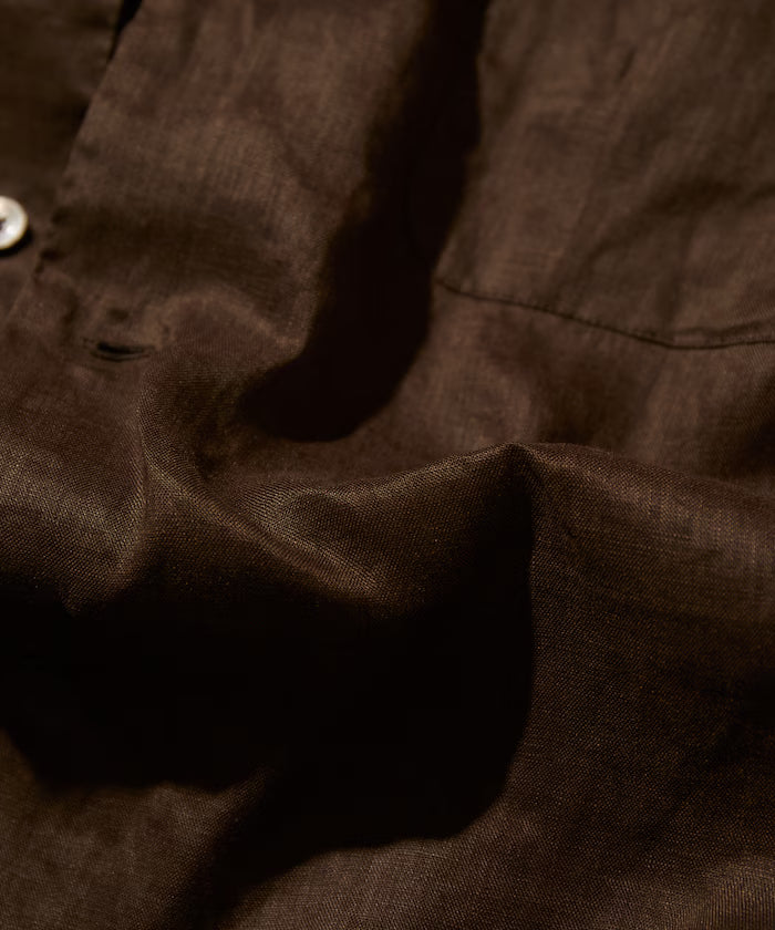 Linen Open Collar Short Sleeve Shirt