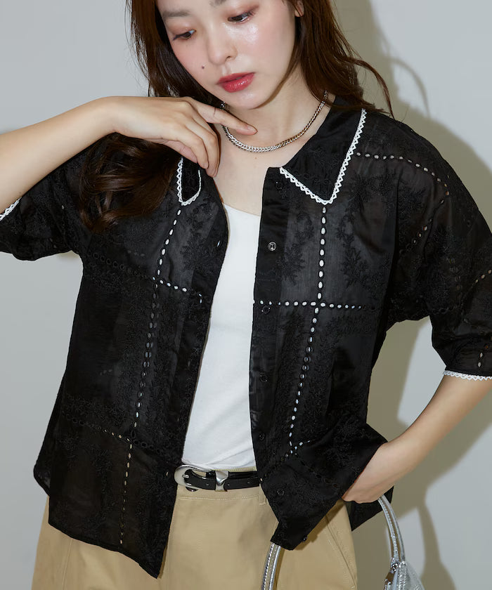 Pico race lace color collar lace shirt limited edition
