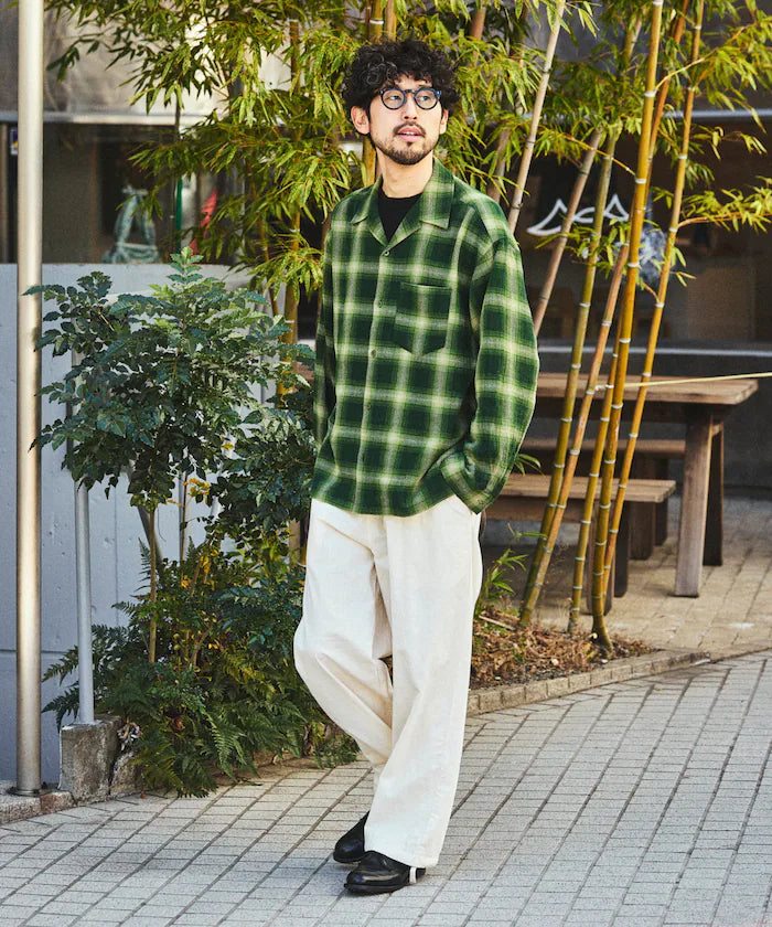 Pre-dyed ombre check sheer shirt relaxed fit