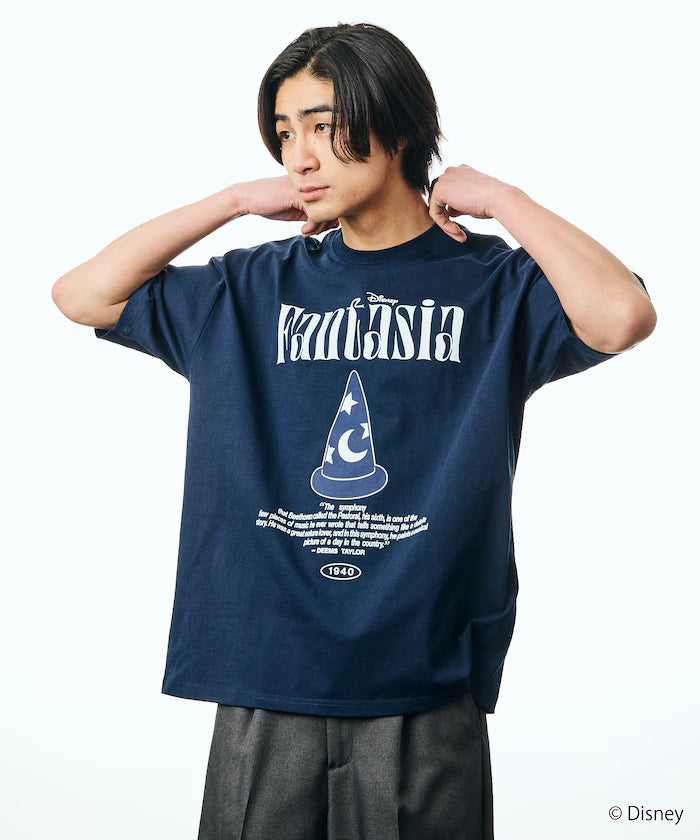 Limited Edition/DISNEY Disney Special Order Big Silhouette Front Print Crew Neck T-Shirt Fantasia - Navy