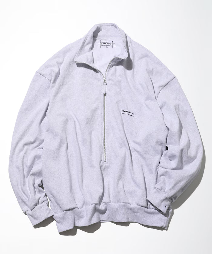 Heavy Weight Jersey Thermal Lined 3/4 Zip Cadet Collar Shirt - Light Gray