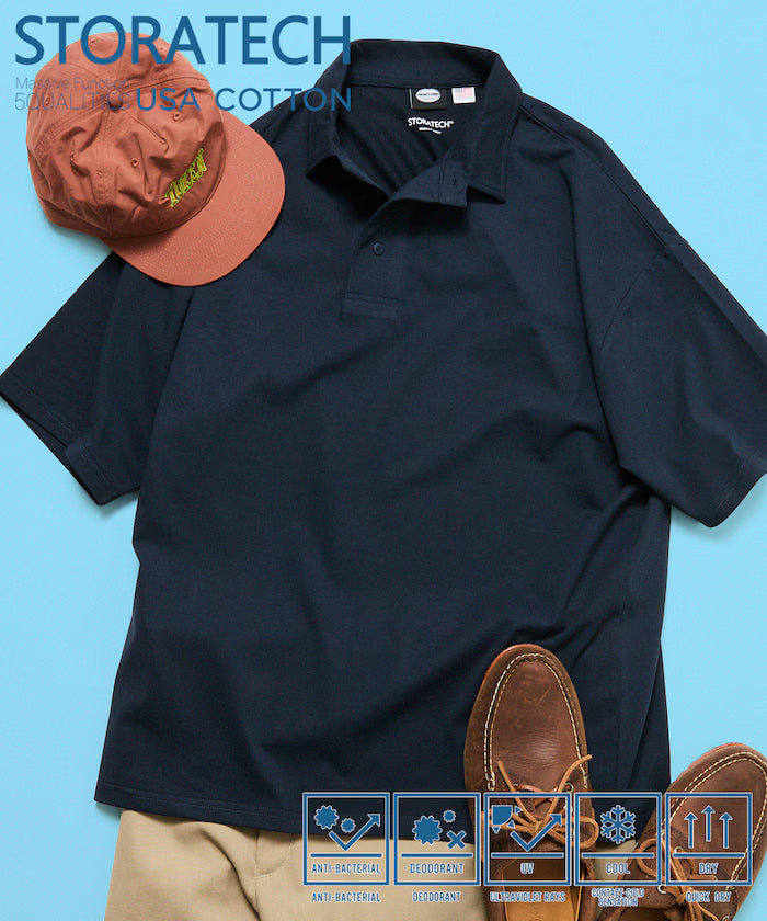 STORATECH/Stratech Big Silhouette Polo Shirt/Antibacterial/Odor Resistant/Sanitizing/UV Cut/Contact Cooling/Quick Drying 【Limited Release】