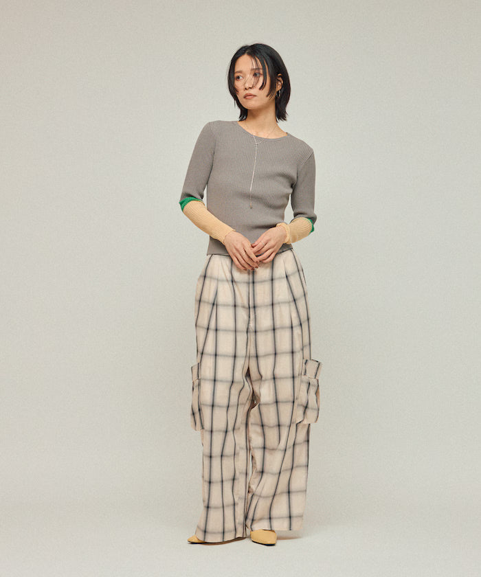 Ombre Check Easy Pants / Patch Pocket Wide Easy Pants