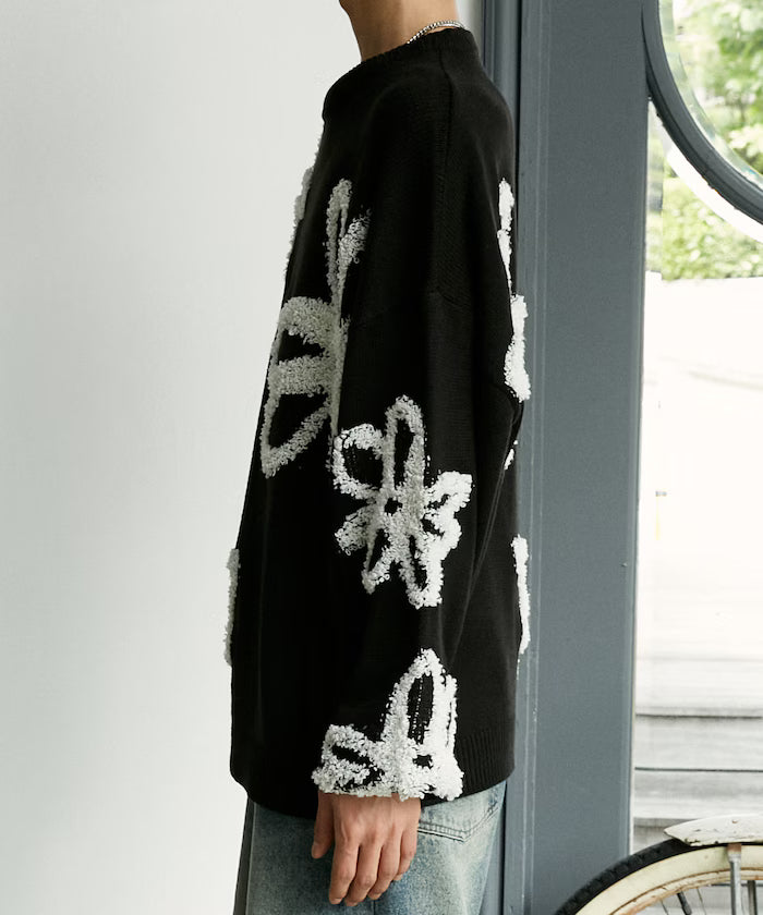 Boucle Flower Pattern Pullover Knit [Limited Edition]