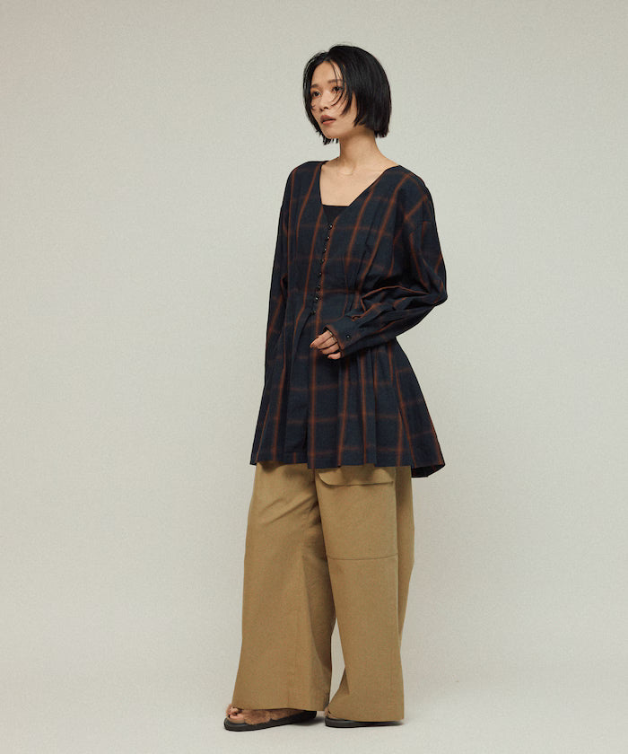 Ombre Check Tuck Shirt / Tunic
