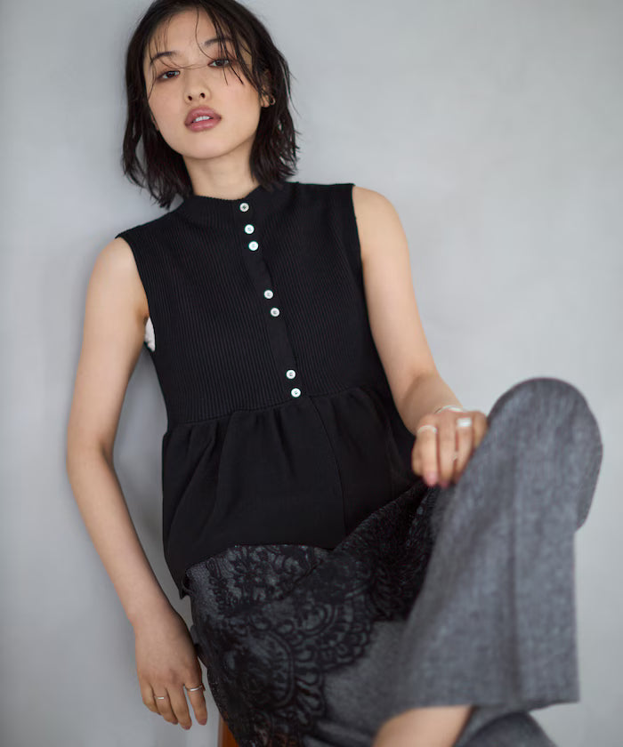 Japan-made Whole Garment Peplum Vest