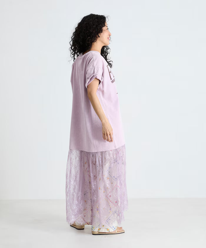 T-shirt lace docking one-piece