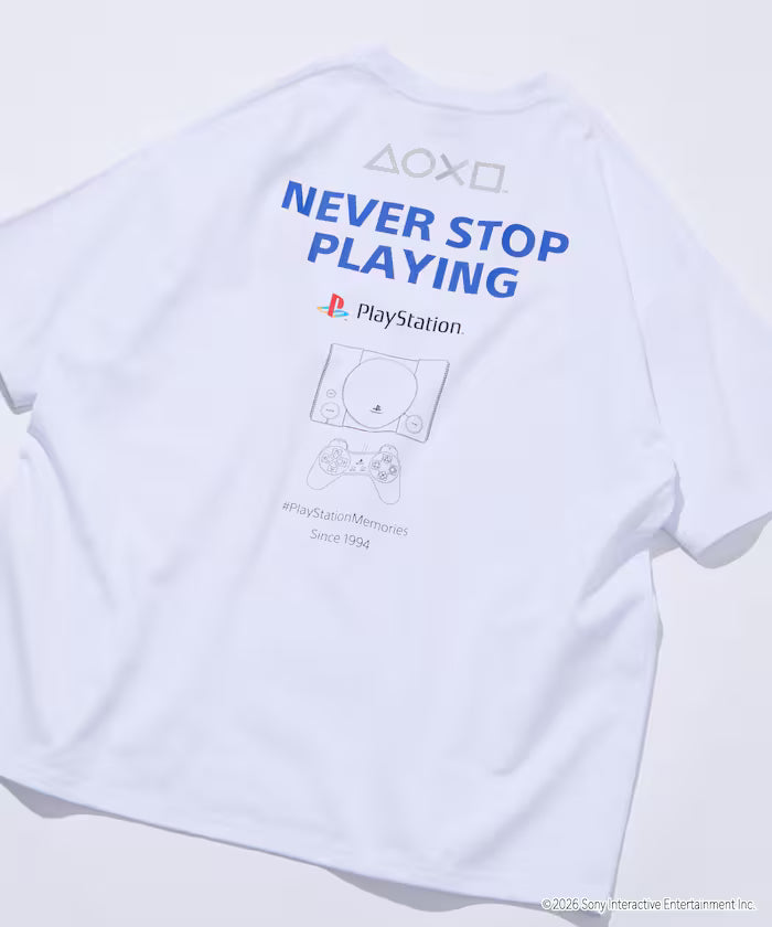 Big Silhouette Logo Back Print Crew Neck T-Shirt/PlayStation NEVER STOP 【Limited Edition】