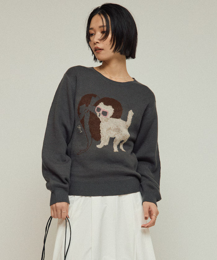 Sweat-like Animal Jacquard Knit