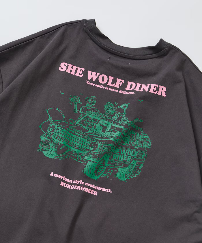 Limited Release SHE WOLF DINER × FREAK'S STORE Shewolf Diner Exclusive Big Silhouette Back Print T-Shirt Antibacterial Odor Resistance Quick Dry