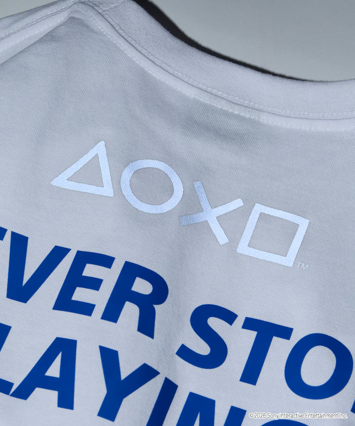 Big Silhouette Logo Back Print Crew Neck T-Shirt/PlayStation NEVER STOP 【Limited Edition】